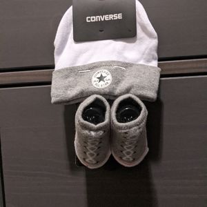 Converse Infant Hat and Booties 0-6 Months